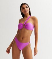 New Look Purple One Shoulder Ring Bandeau Bikini Top
